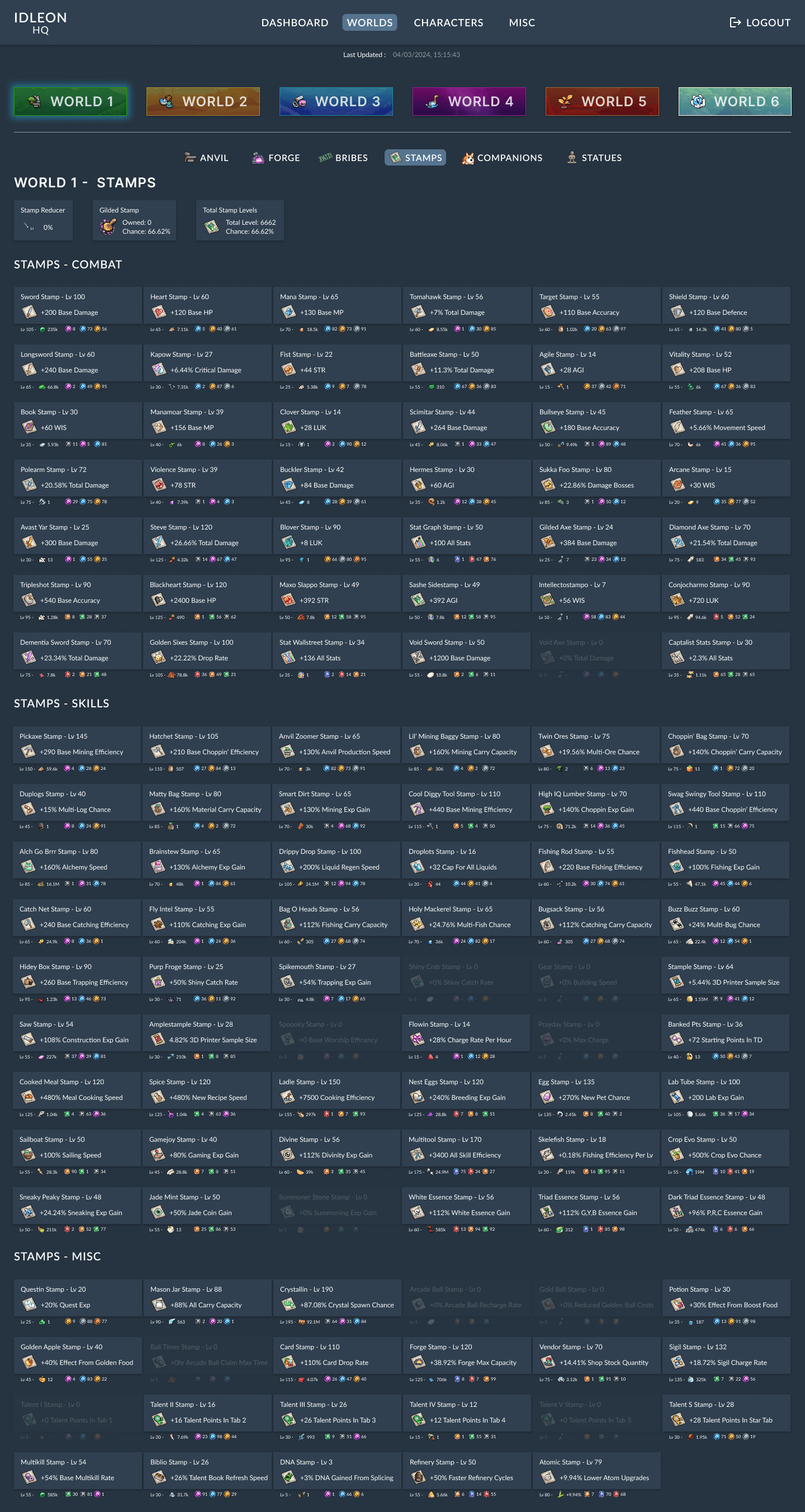 Design frame of the stamps skill for world 1